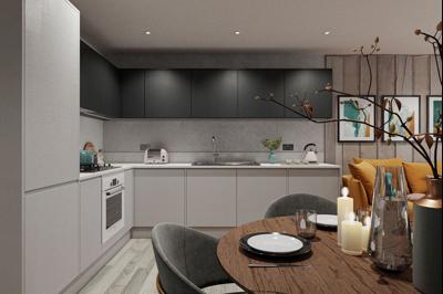 CGI example of kitchen Whiffens Avenue, Amherst Rise, Chatham shared ownership