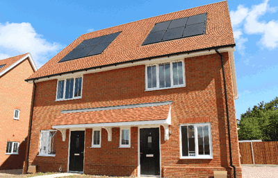Front of two affordable rent homes