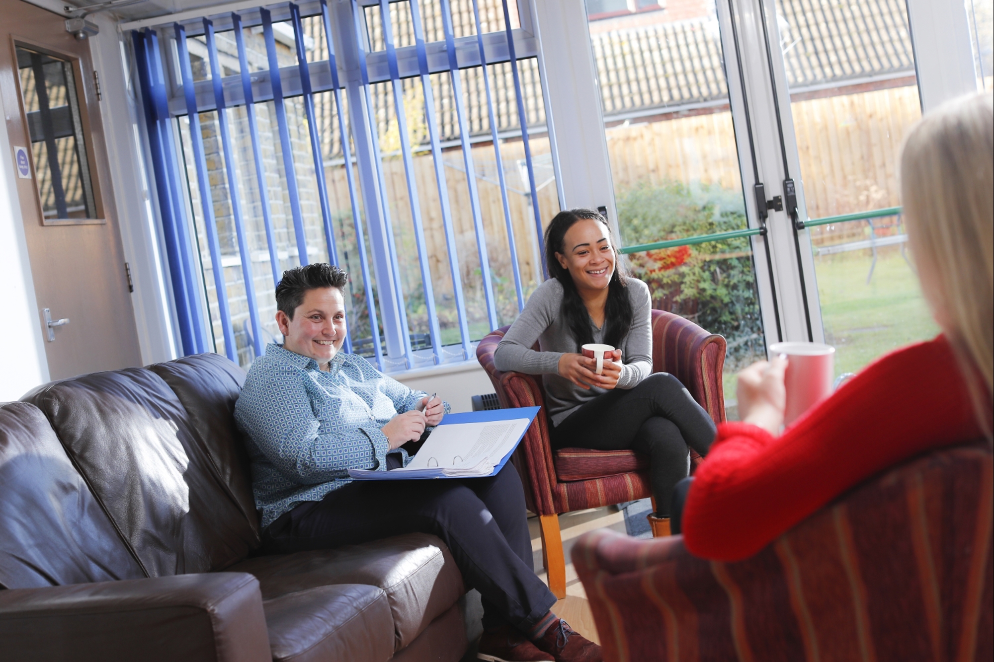 Staff talking with customers